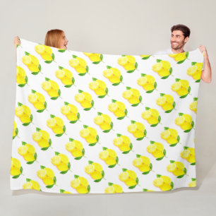 Cobertor De Velo Watercolor Yellow Lemon fruta Citrus Summer
