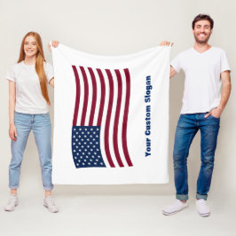 Cobertor De Velo Wavy American Flag (com seu slogan personalizado)