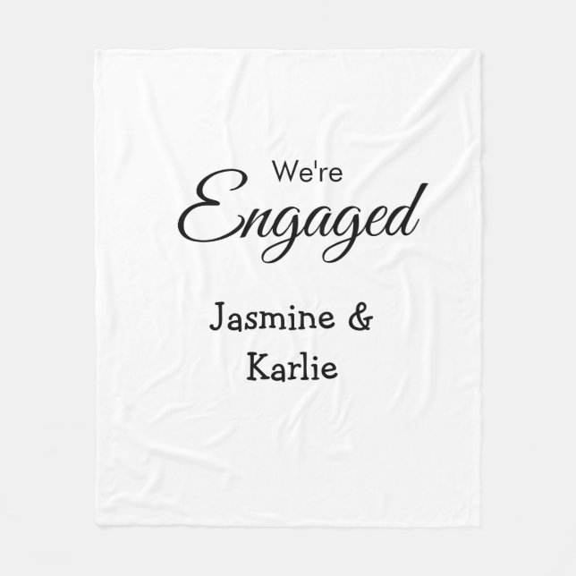 Cobertor De Velo We are engaged couple name romantic stylish simple (Frente)