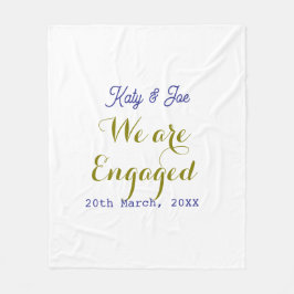 Cobertor De Velo We are Engaged purple gold name date elegant simpl