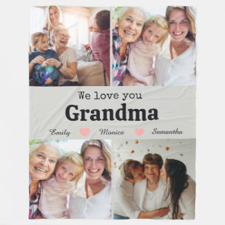 Cobertor De Velo We love you grandma elegant script 4photo keepsake