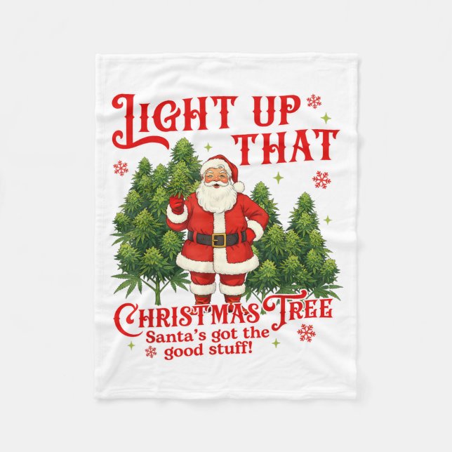 Cobertor De Velo Weed Lover Smoking Light Up Christmas Tree  (Frente)