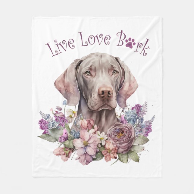 Cobertor De Velo Weimaraner Cachorro Mãe Floral (Frente)