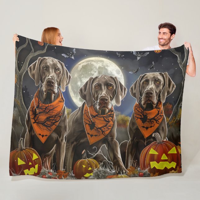 Cobertor De Velo Weimaraner Halloween Assustador  (In Situ)