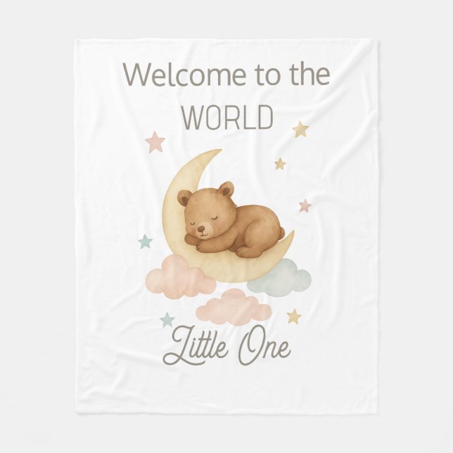 Cobertor De Velo Welcome to the World Baby Blanket  Boho Watercolor (Frente)