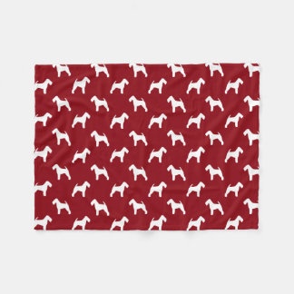 Cobertor De Velo Welsh Terrier Silhouettes Padrão Vermelho e Branco