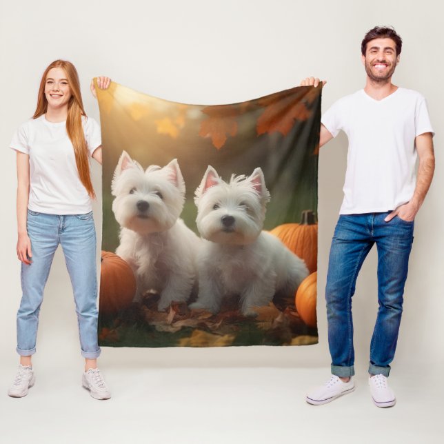 Cobertor De Velo West Highland White Terrier Puppy Autumn Pumpkin (In Situ)
