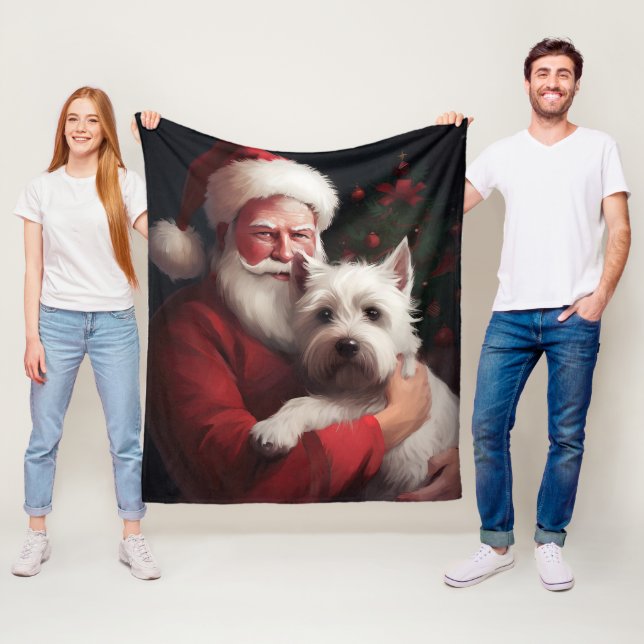 Cobertor De Velo West Highland White Terrier Santa Claus Natal (In Situ)