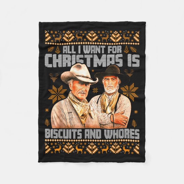 Cobertor De Velo Western Biscuits And S Christmas Ugly  (Frente)
