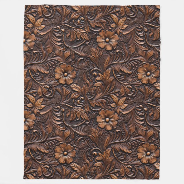Cobertor De Velo Western Brown Cowgirl Bohemian Floral (Frente)