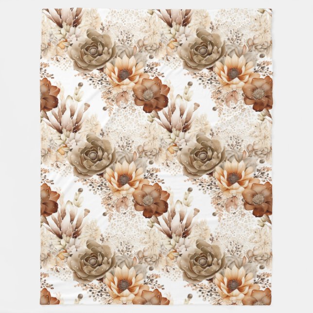 Cobertor De Velo Western Brown Cream Southwest Floral (Frente)