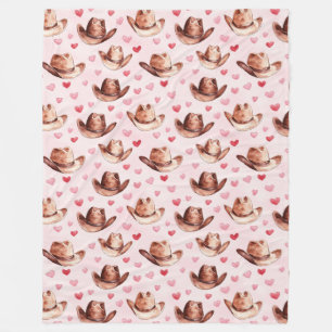 Cobertor De Velo Western Brown Pink Cowgirl Hats Heart