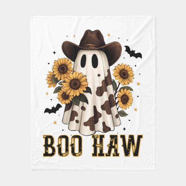 Cobertor De Velo Western Cow Spooky Ghost Boo Haw (Frente)