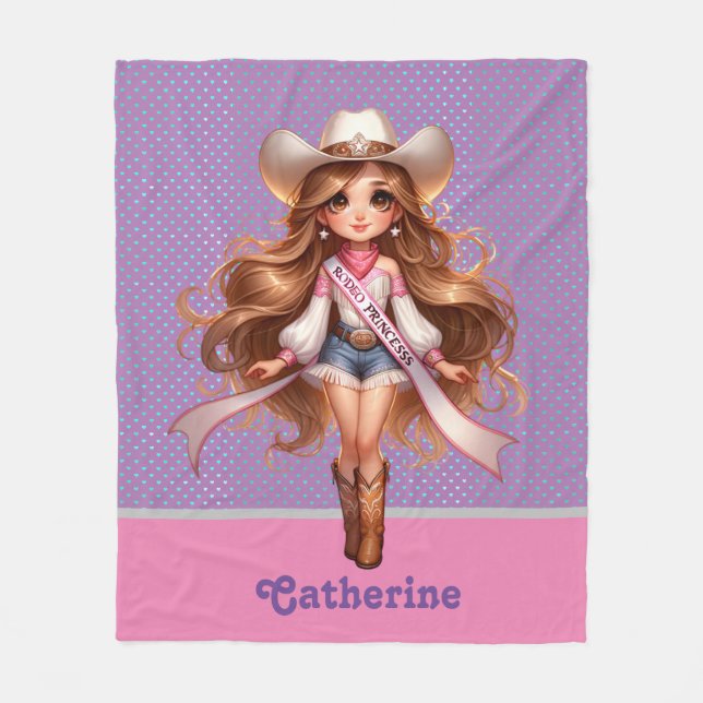 Cobertor De Velo Western Cowgirl Rodeo Princess 1 Personalizada (Frente)