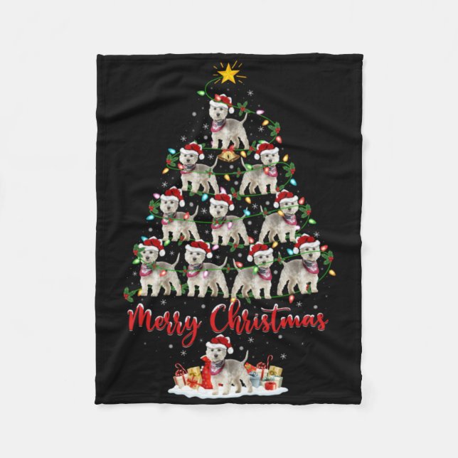 Cobertor De Velo Westie Dog Xmas Lights Santa Westie Christmas Tree (Frente)