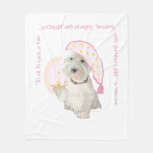 Cobertor De Velo Westie Rosa Boas Noites com Vela