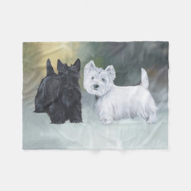 Cobertor De Velo Westie Scottie Wintertime (Frente (Horizontal))