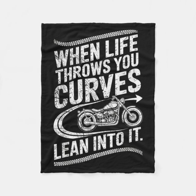 Cobertor De Velo When Life Throws You Curves Lean Into It Motorcycl (Frente)
