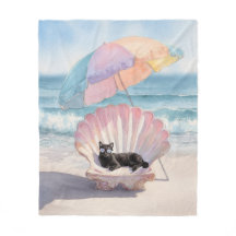 Whimcolor Watercolor Cat Beach Blanket