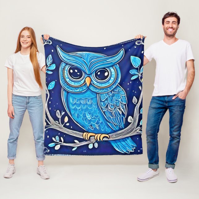 Cobertor De Velo Whimsical Chalk Owl (In Situ)