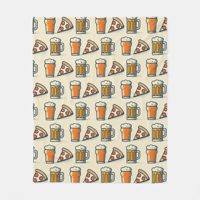 Cobertor De Velo Whimsical Pizza and Beer Pattern (Frente)