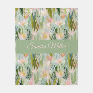 Cobertor De Velo Whimsical Sage Green Floral Personalized