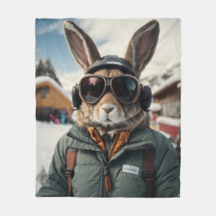 Cobertor De Velo Whimsical Snowboard Bunny