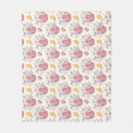 Cobertor De Velo Whimsical Tea Time Doodle Throw Blanket
