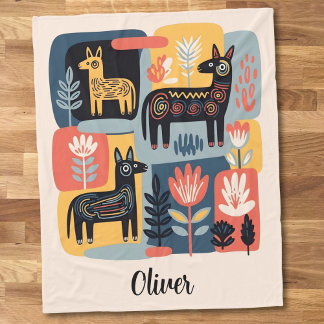 Cobertor De Velo Whimsical Tribal Animals Floral Folk Art