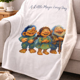 Cobertor De Velo Whimsical Troll Family Gift Magic Every Day