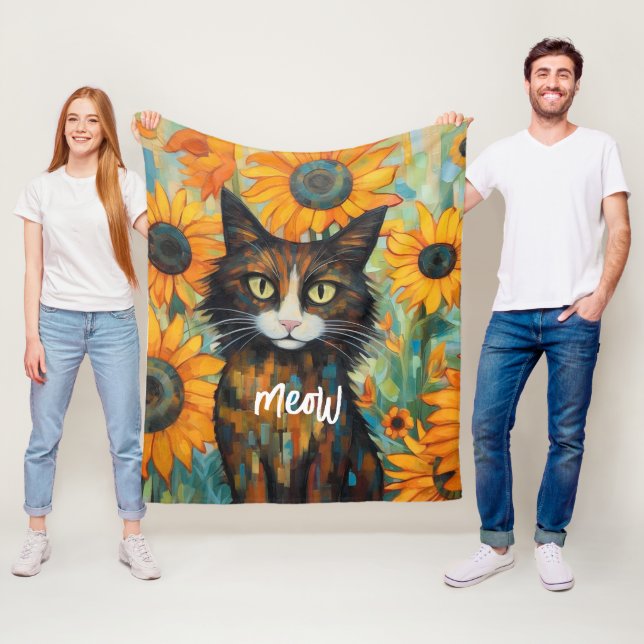 Cobertor De Velo Whiskers & Sunflower: Aniversário do Cat Lover (In Situ)