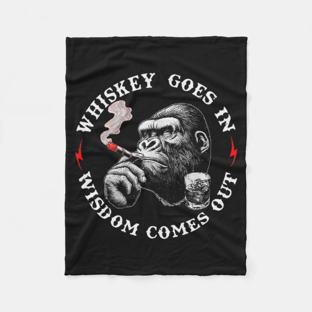 Cobertor De Velo Whiskey Goes In Wisdom Comes Out Funny Monkey (on  (Frente)