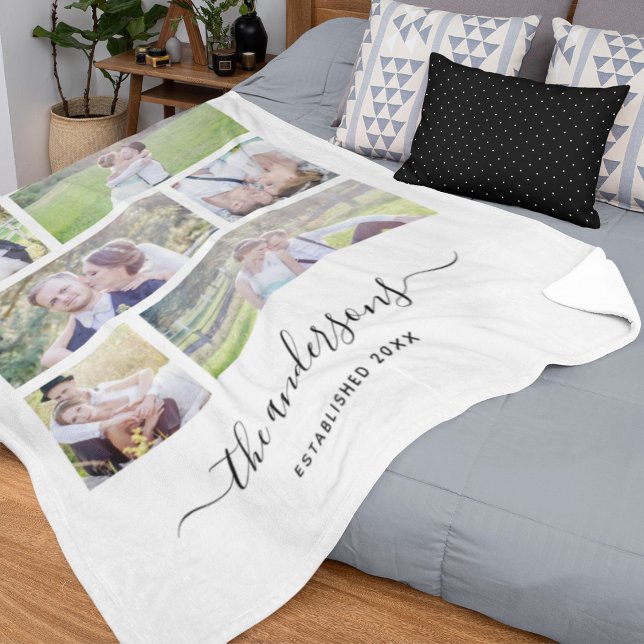 Cobertor De Velo White 6 Fotografias Nome da Família Colagem Callio (Criador carregado)