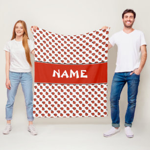 Cobertor De Velo White e Red Ladybugs Nome Personalizado Kids Abert