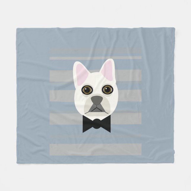 Cobertor De Velo White French Bulldog, Stripes (Frente (Horizontal))