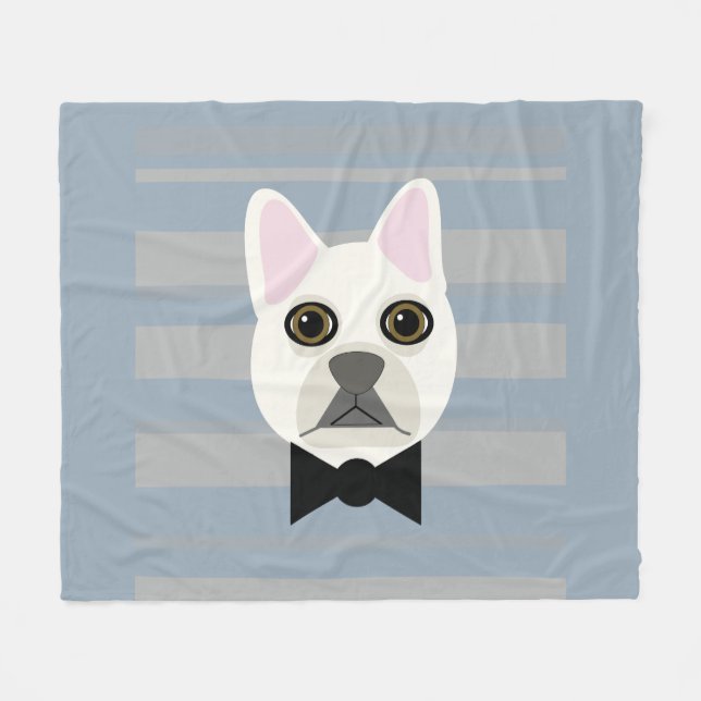 Cobertor De Velo White French Bulldog, Stripes (Frente (Horizontal))