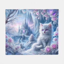 Cobertor De Velo White Kitten em Fantasy Ice Kingdom