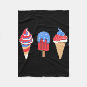 Cobertor De Velo White Red Blue Sorvete American Flag 4 De Julho