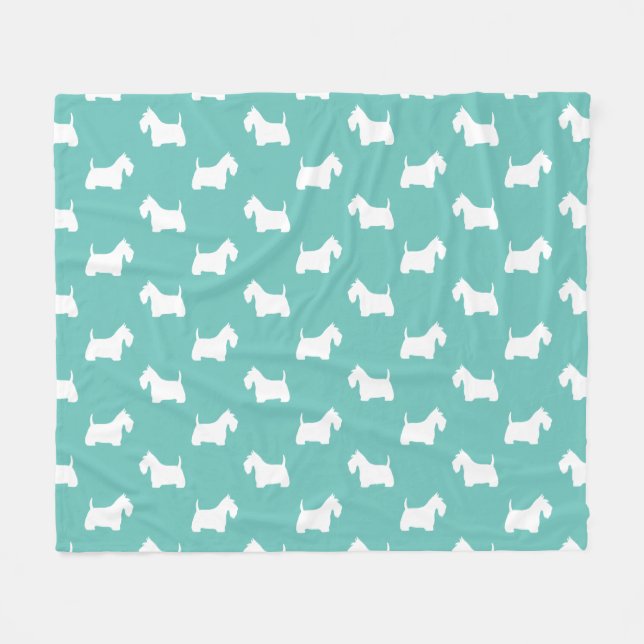 Cobertor De Velo White Scottish Terriers | Scottie Dog Silhouettes (Frente (Horizontal))