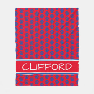 Cobertor De Velo White vermelho brilhante e impressões de pata azul