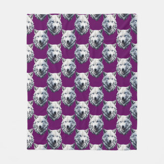 Cobertor De Velo White Wolf Head Pattern Design Purple 