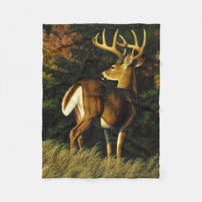Cobertor De Velo Whitetail Buck no outono (Frente)