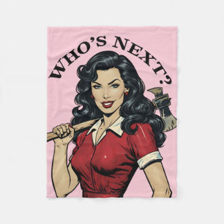 Cobertor De Velo “Who’s Next?” Vintage Killer Housewife Pink Throw 