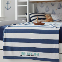 Cobertor De Velo Wide Nautical Striped Weave Navy White ID1248