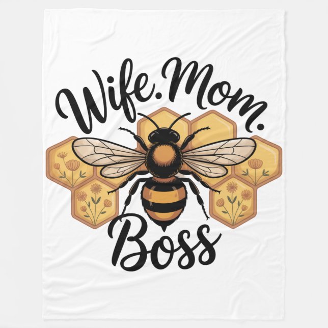 Cobertor De Velo Wife. Mom. Boss (Frente)