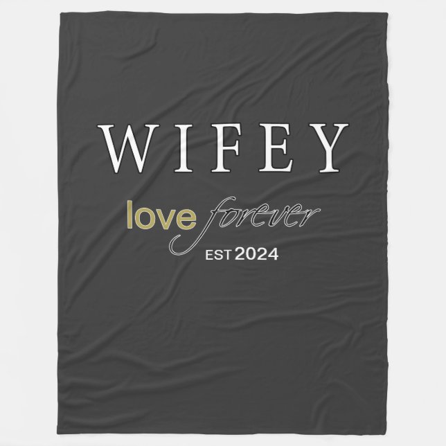 Cobertor De Velo Wifey personalizado data de registro do Amor etern (Frente)