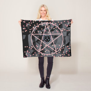 Cobertor De Velo WiizyWitch Magic Witch Cosmic Cat Pentacle Magick