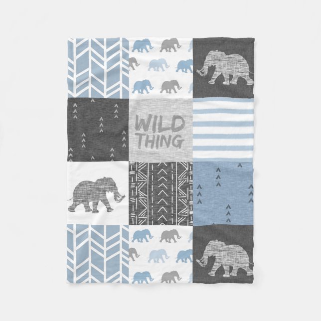 Cobertor De Velo Wild Thing - Elefante Azul (Frente)