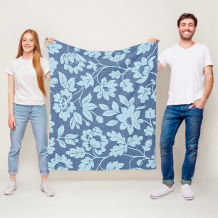 Cobertor De Velo William Morris Blue Floral Design