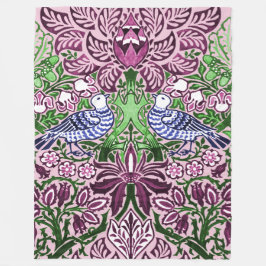 Cobertor De Velo William Morris Folk Art Birds Flores Bolotas